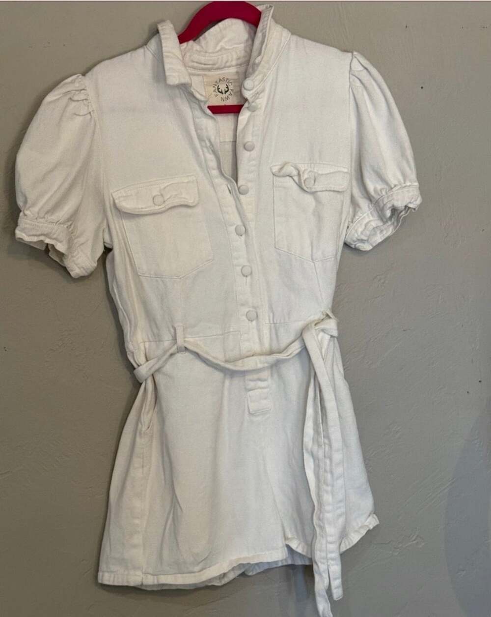Fantastic Fawn White Denim Utility Romper Size L (T)